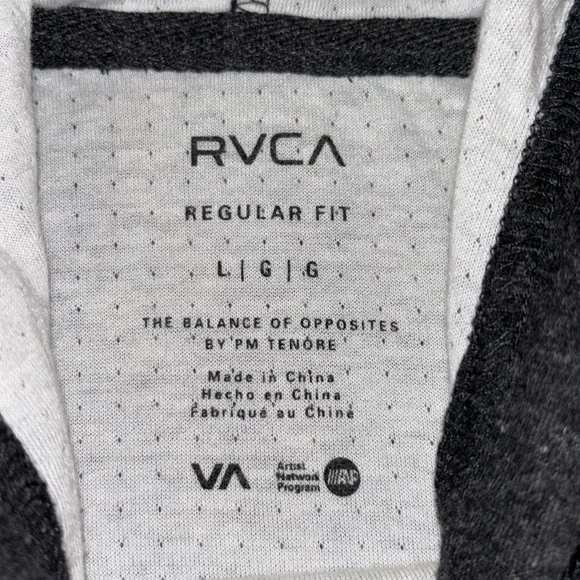RVCA men’s grey pullover hooded shirt size large - Picture 3 of 8
